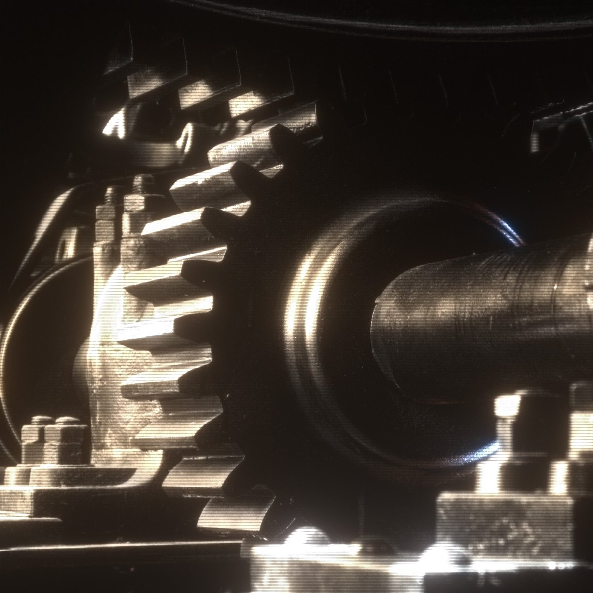 MCHN cover art: close-up of heavy machine gears in low light